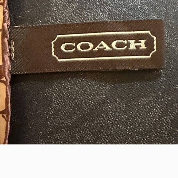 COACH Designer Brown and Red Patterned Scarf - Picture 5 of 8